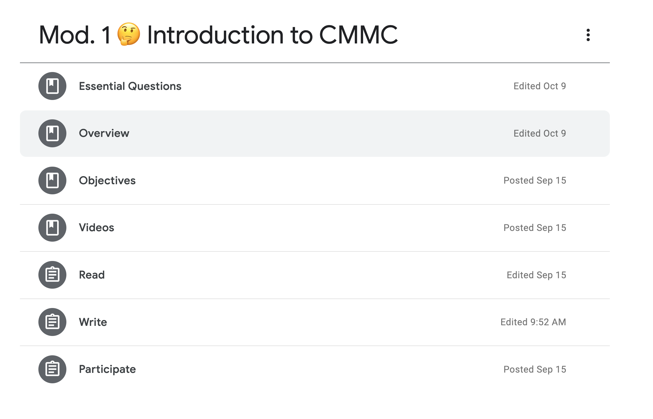 screenshot of Google Classroom