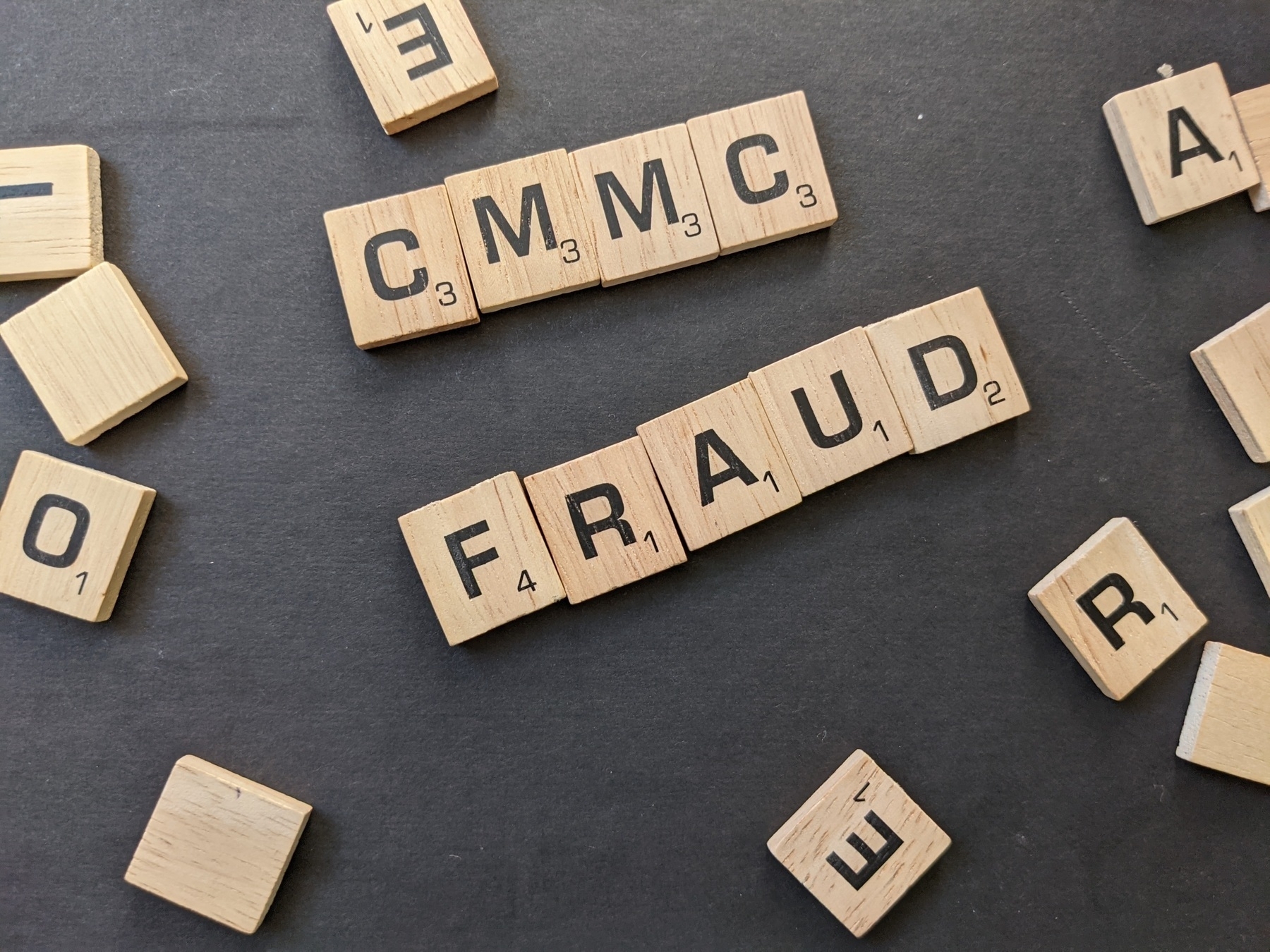 CMMC Fraud in scrabble letters